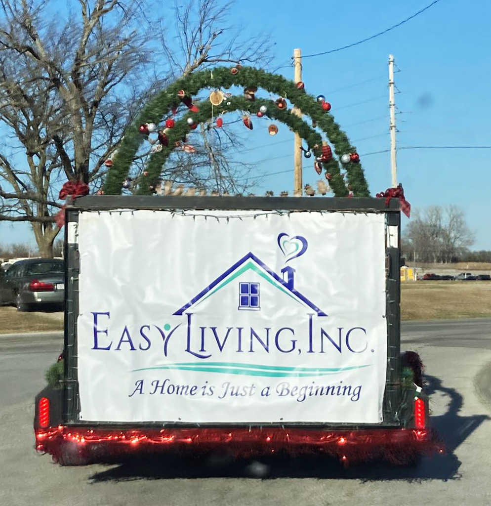 back of Easy Living, Inc Christmas float