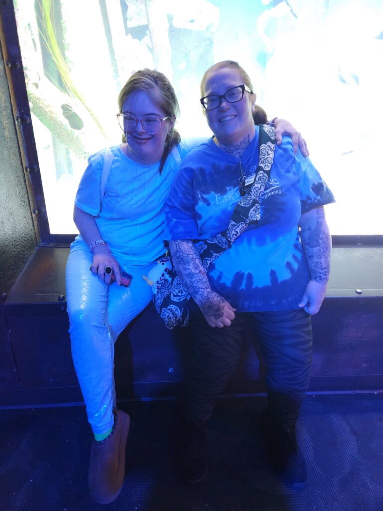 two members at the aquarium