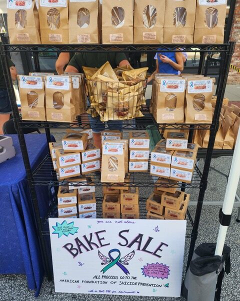 bake sale items on a rack